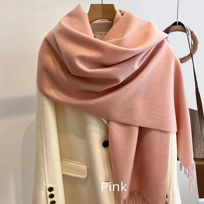 Women's Scarf Thin Shawl Solid Color Winter Scarf Headscarf Fringe Long Pashmina Scarf Shawl