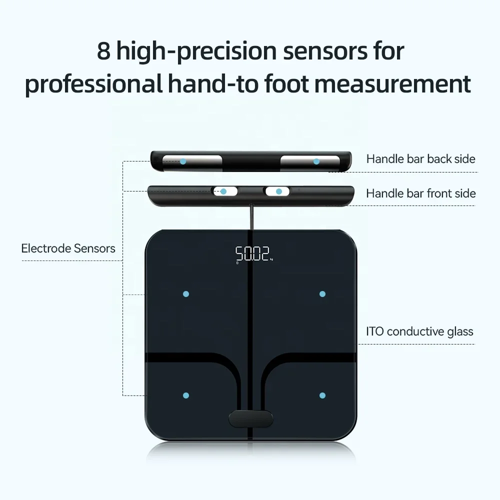 Personal  Measuring Body Data Fat Human Body Fat Smart Scale  Sensor with 8 Electrode Precise Scale