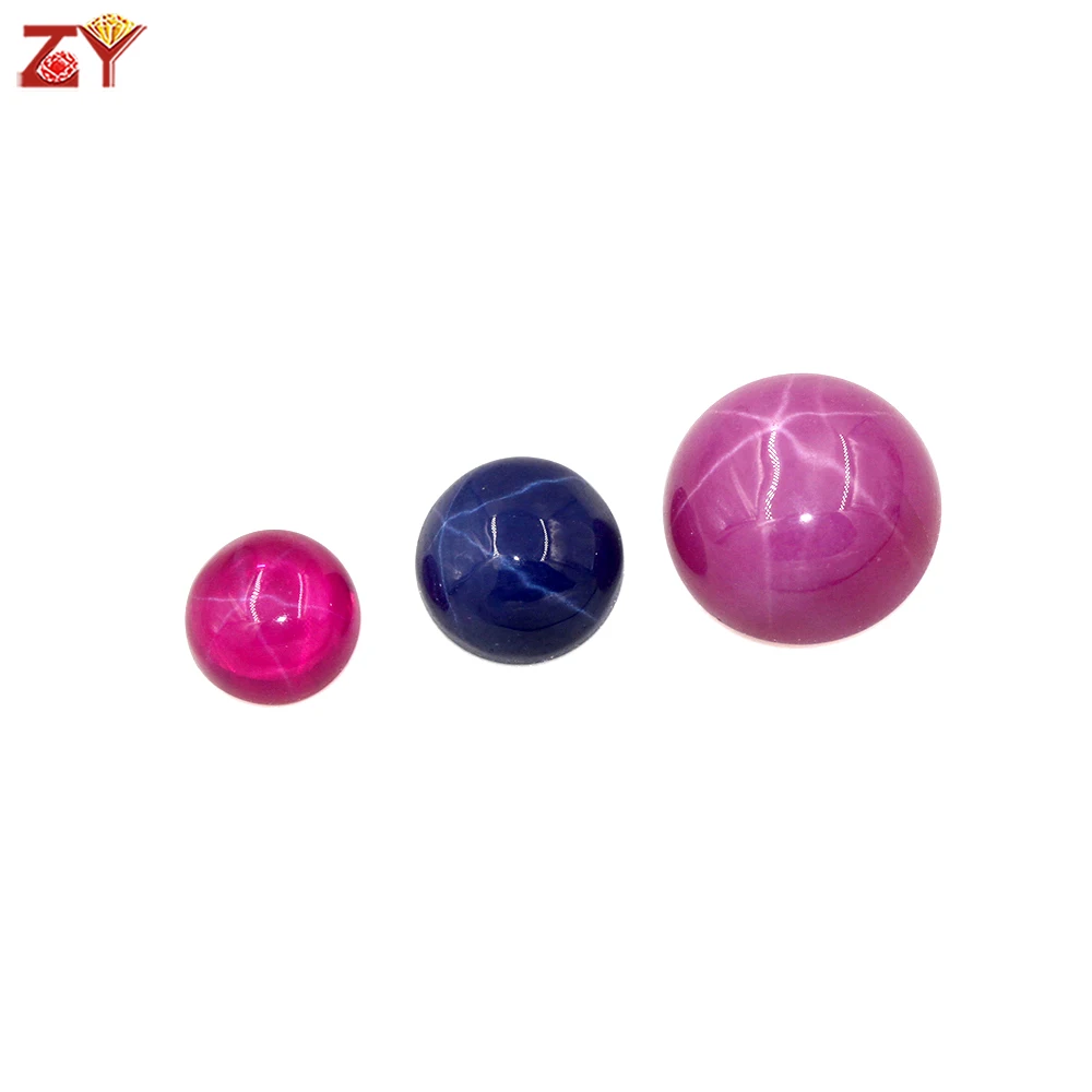 1pc 10pcs Dark Blue Corundum Beads for Crafting Round Cabochon Stones Star Sapphire Blue Ruby Pink