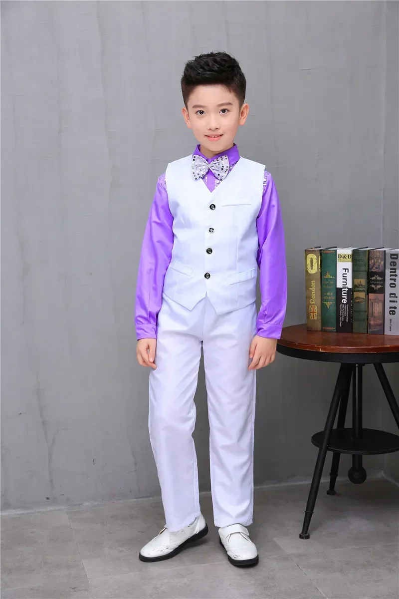 Children's Jazz Dance Latin Dance Piano Performance Dress Boy Show Host Boy Suit Vest Set