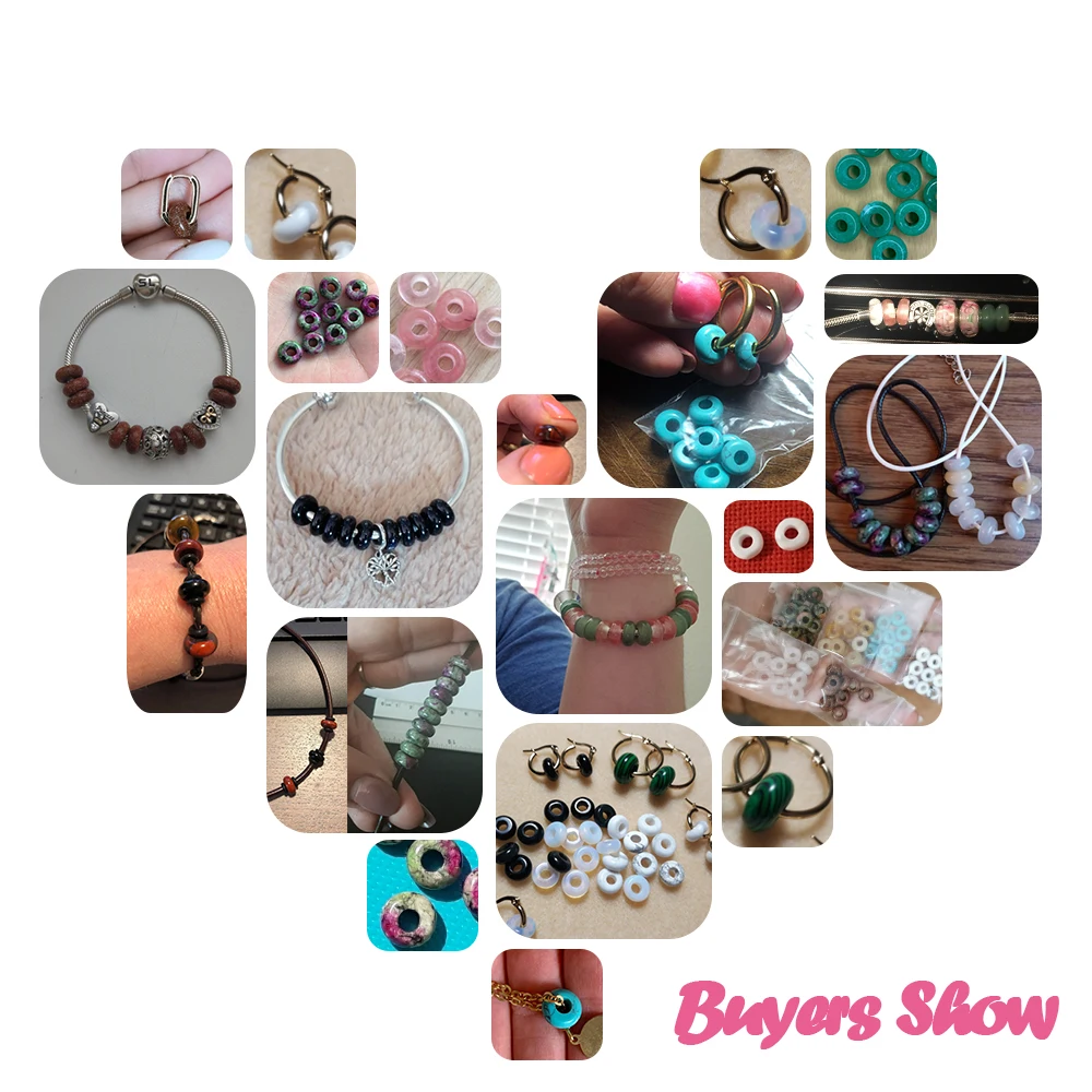 20pcs/lot Fashion Abacus Shape Natural Stone Beads Big Hole Loose Beads for Making  Jewelry Necklace Size 5x10mm Hole 4mm