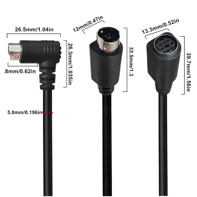 50-300cm 90 Degree Mini DIN 7Pin Male to Female Computer S-Video Terminal Video Cable 7-Core Mini DIN Audio And Video DVD Cable