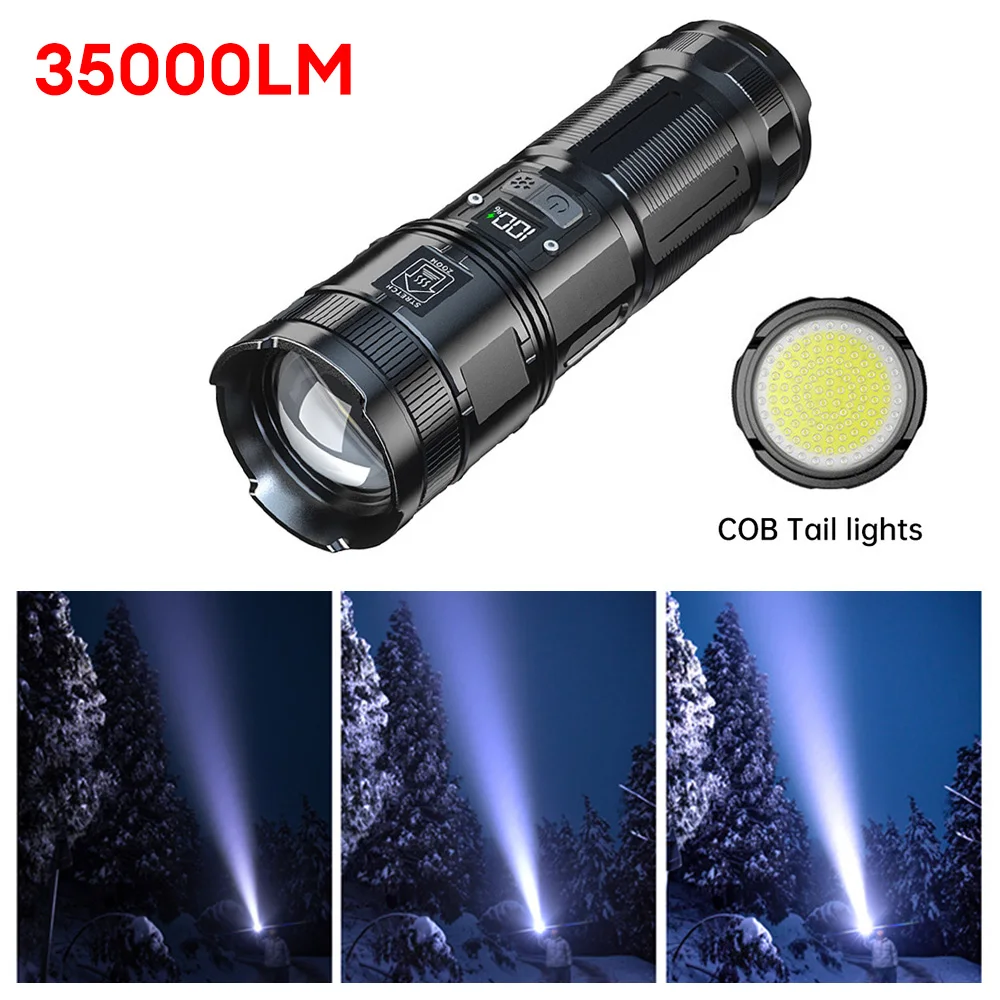 

35000LM Super Bright Flashlight Rechargeable Camping Fishing Lamp Outdoor Work Light Emergency Lamp Zoom Tactical Flashlight