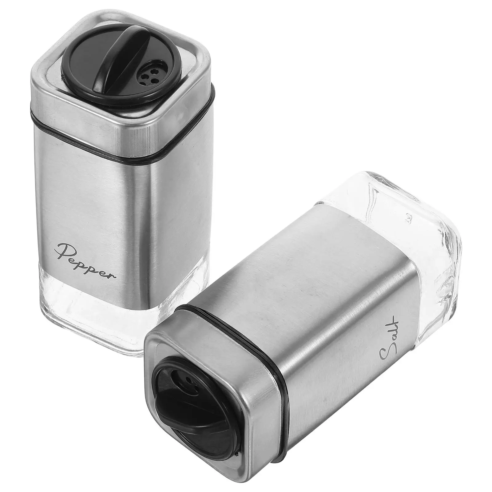 

2 Pcs Glass Seasoning Bottles Cumin Powder Condiment Jars Stainless Steel Spice Dispensers Herb Containers Kitchen Gadgets Flour