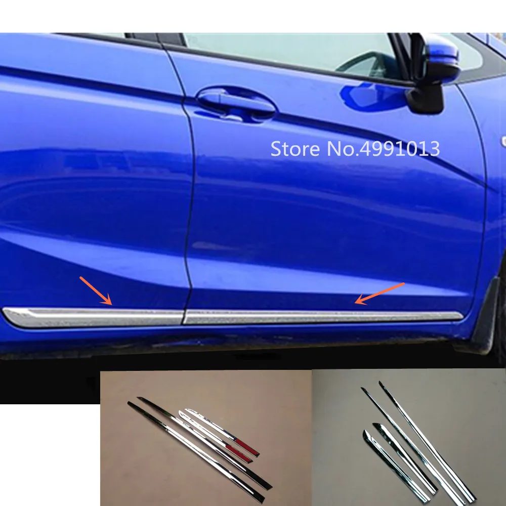 For Honda Fit Jazz 2017 2018 2019 Car Styling Body Door Trim Strip Molding Stream Panel Bumper Molding Hoods Parts 4pcs