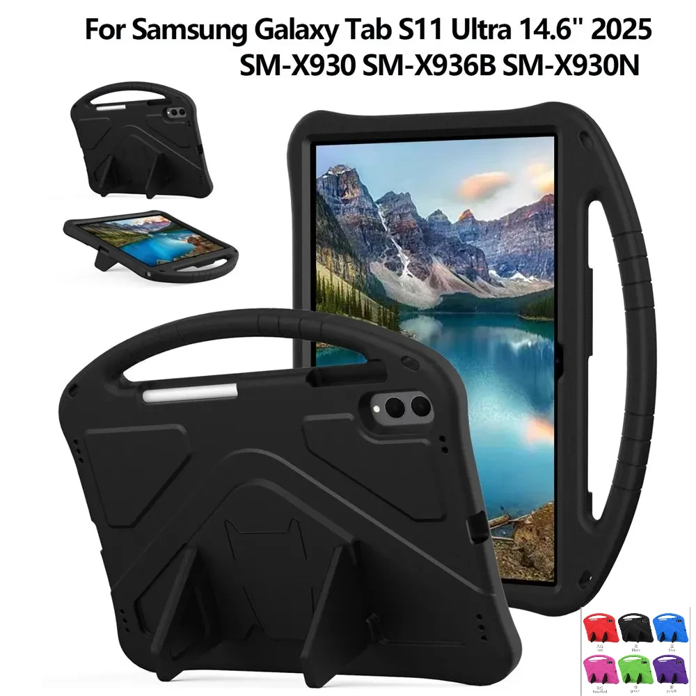

EVA Kids Armor Case for Samsung Galaxy Tab S11 Ultra 14.6'' 2025 SM-X930 SM-X936B X930N Folding Stand Shockproof Protector Funda