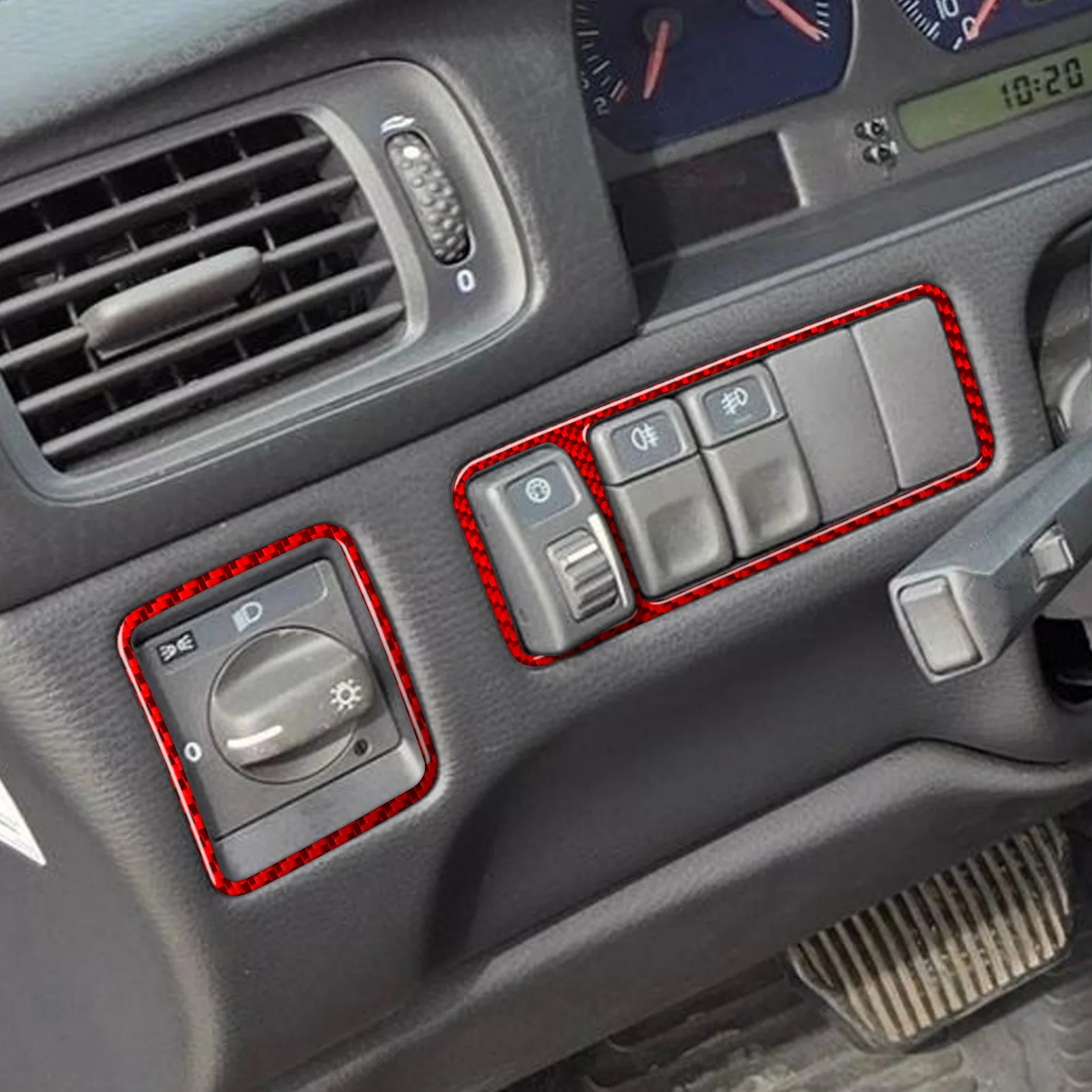 For Volvo S70 V70 1997-2000 Red Carbon Fiber Central Radio AC/CD Shift Storage Door Panel Car Accessories Decorative Stickers