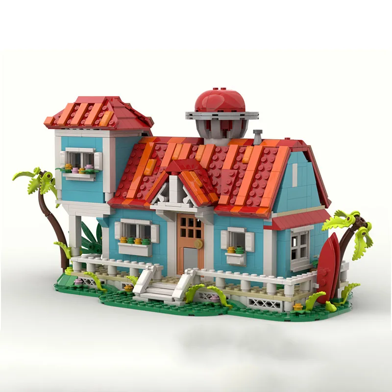 305PCS Lilos & Stitchse House Moc Diy การศึกษาชุดอาคารบล็อกของเล่นวันเกิดของขวัญ Tropical Paradise