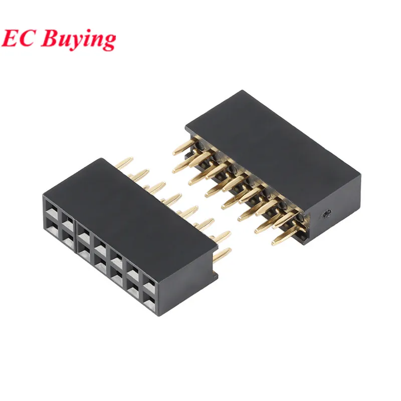 100Pcs/5Pcs 2x7 Pins Double Row Pin Female Header Socket Pitch 2.54mm 14Pin 2*7 2mm 7mm Straight Pin Header Strip PCB Connector