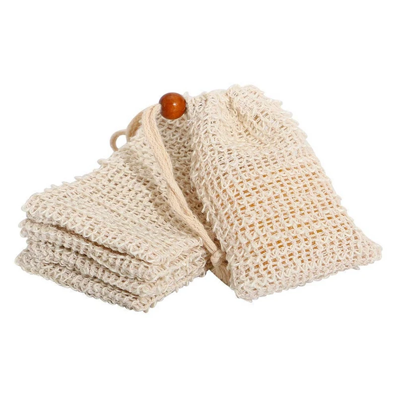 

Shower Bath Sisal Soap Bag Natural Sisal Soap Bag Exfoliating Soap Saver Pouch Holder 60Pcs