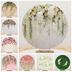 Round Wedding Background Photography Flower Wall Bridal Shower Mr & Mrs Engaged Ceremony Party Circular Photocall Backdrop