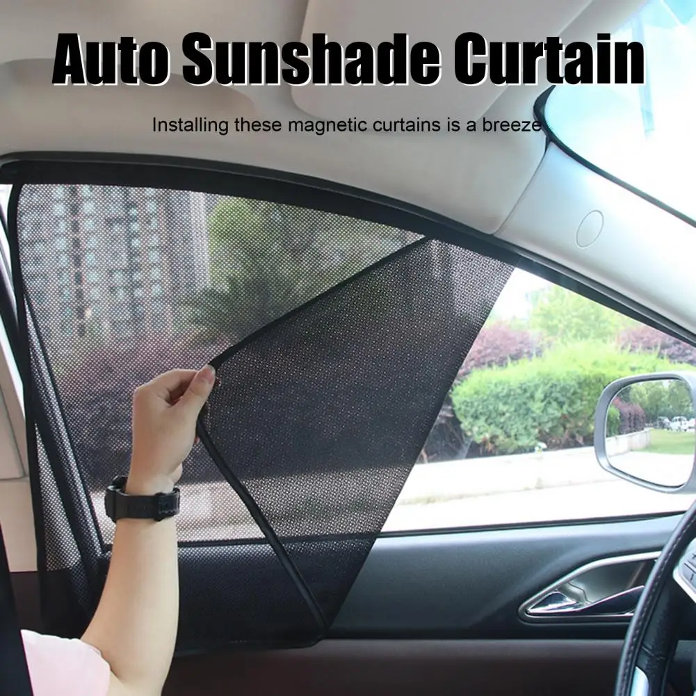 1 Set Car Windshield Sunshade Blackout Mesh Sun Protection Car Curtain UV-proof Magnetic Protection Side Window Sun Shade