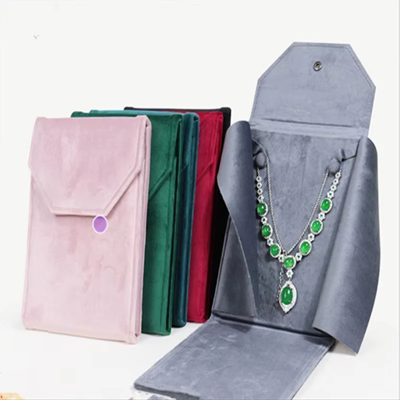 

15.5×20.5×1.8cm Velvet Pearl Necklace Bag Creative Jewelry Bracelet Chain Storage Bag Organizer Jewelry Gift Packing Box