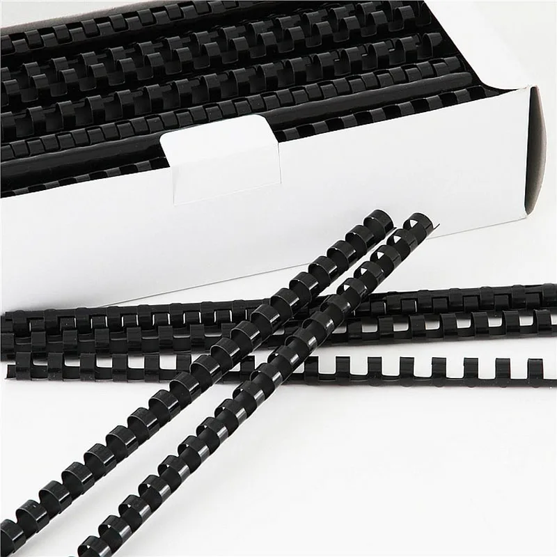 100PCS/BOX PVC binding aprons 21 rings 6-16mm binding 20-120 sheets A4 file comb binding machine plastic rings black color