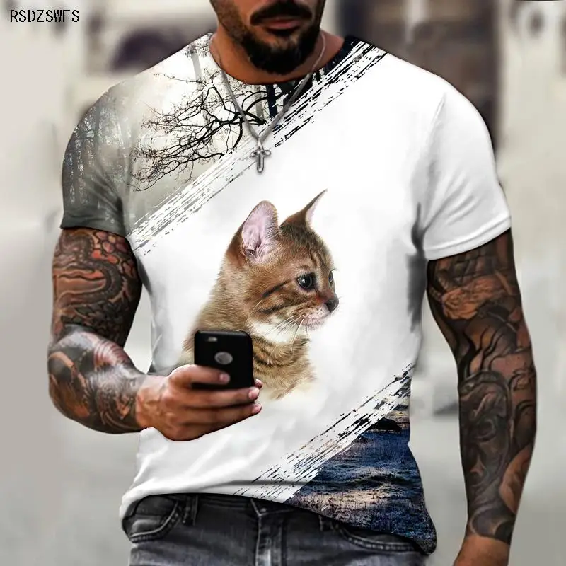 Cartoon Vivid Animal Tiger 3D Printed Men's And Women's T-shirts HD Short-sleeved Oversized Summer Short-sleeved Tops