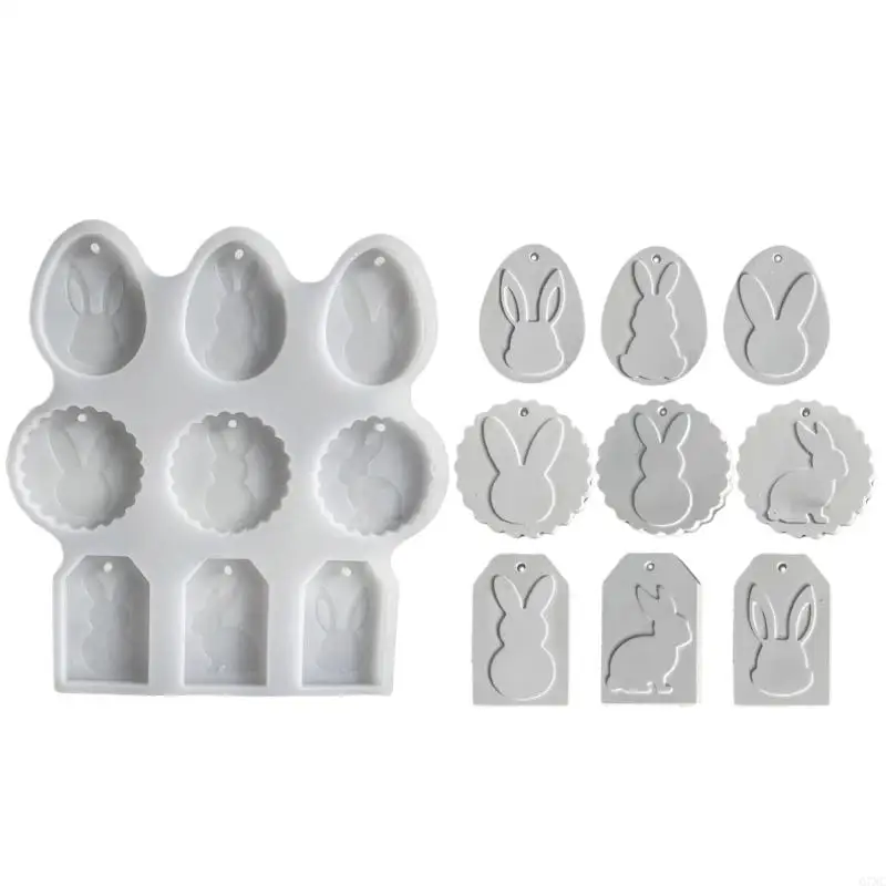 

G7NC Silicone Mold for Crafting Rabbit Eggs Shaped Pendants Handmade Easter Themed Ornament Mould Jewelry Making Supplies