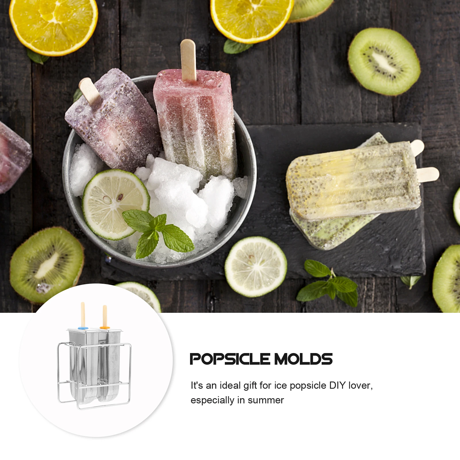 

Stainless Steel Popsicle Mold 50 Sticks Included Metal Ice Pop Maker for Juice Yogurt Fruit Freezing Fast Cooling Home Dessert