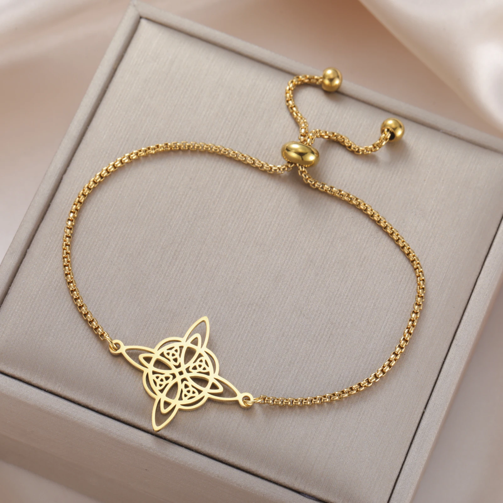 LIKGREAT Irish Celtics Knot Bracelet Stainless Steel Witch Knot Protection Amulet Jewelry Supernatural Lucky Gift for Women - view 6