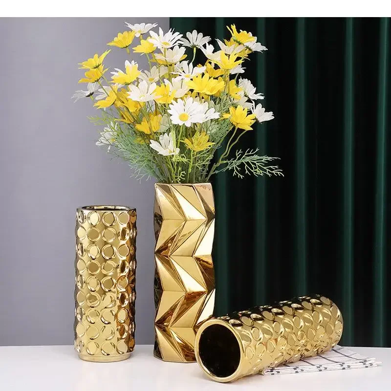 

Gold-plated Ceramic Vase Light Luxury Tabletop Vase Hydroponic Vase Flower Arrangement Vases Modern Home Decoration Accessories