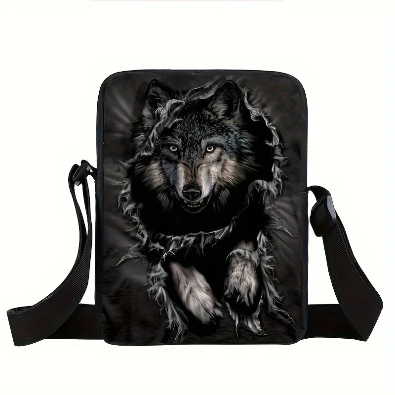 Borsa a tracolla lupo Cartoon Puppy Men Handbag adolescente Howling Wolf Messenger Bags piccola borsa a tracolla