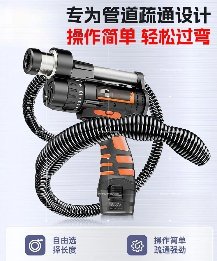 12V Pro Electric Drain Auger - Heavy-Duty Sewer/Toilet Pipe Unclogging Tool, Fast Clog Remover for Plumbing Blockages