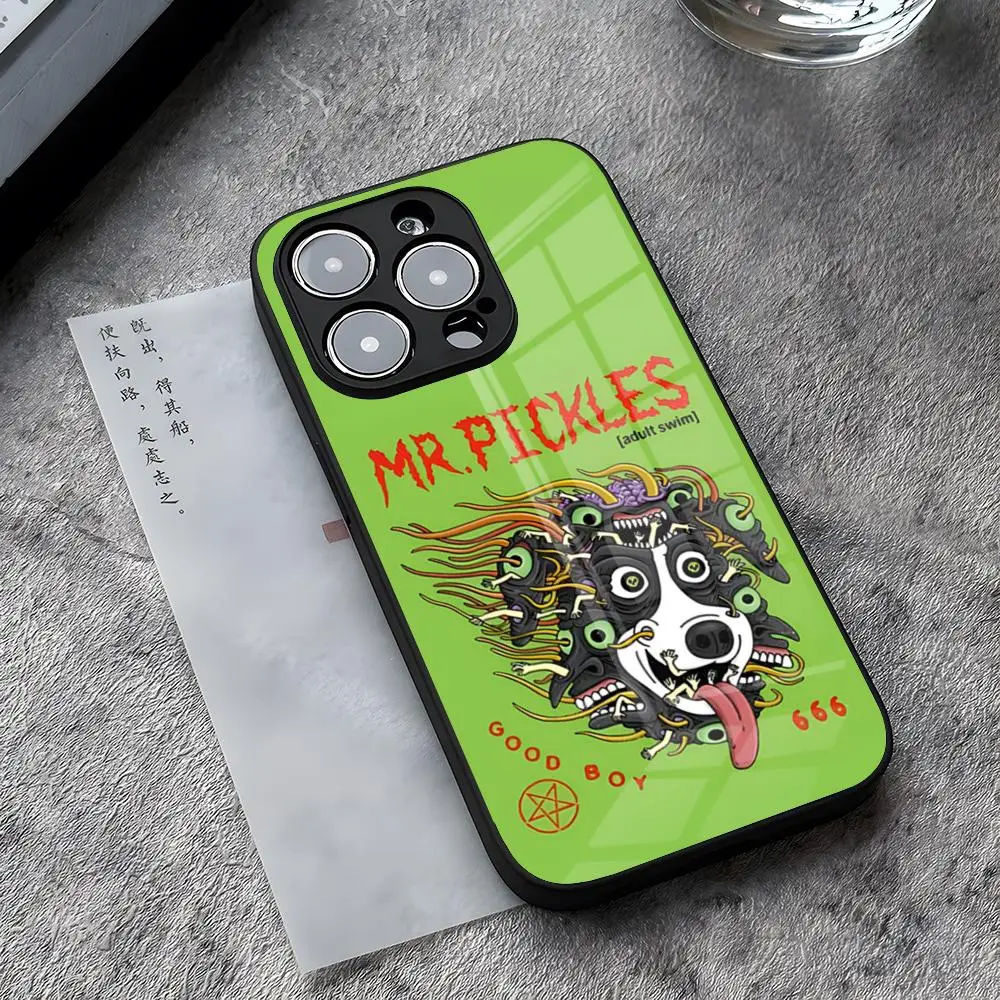 

Mr. Pickles Anime Phone Case for iPhone 13 Pro Max 14 Plus 12 Mini 11 15 X XR XS 8 7 Plus SE Tempered Glass Back Cover