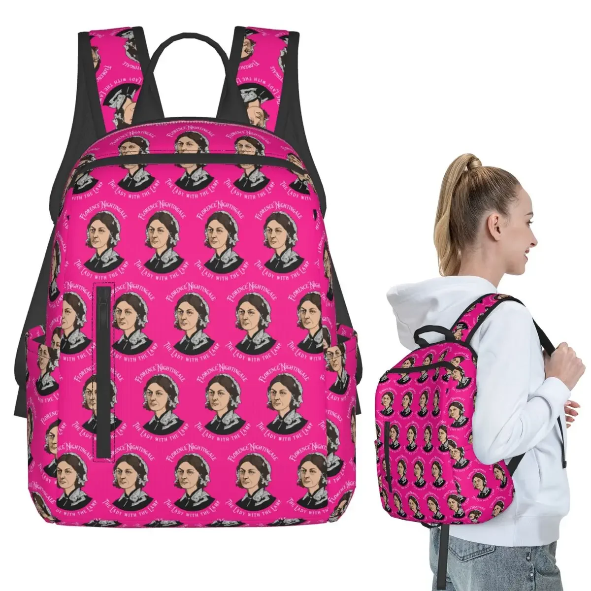 

Florence Nightingale Nursing Pie Chart Pioneer Backpack Student Boys Girls BookBag Kids Laptop Shoulder Bags for Men Women