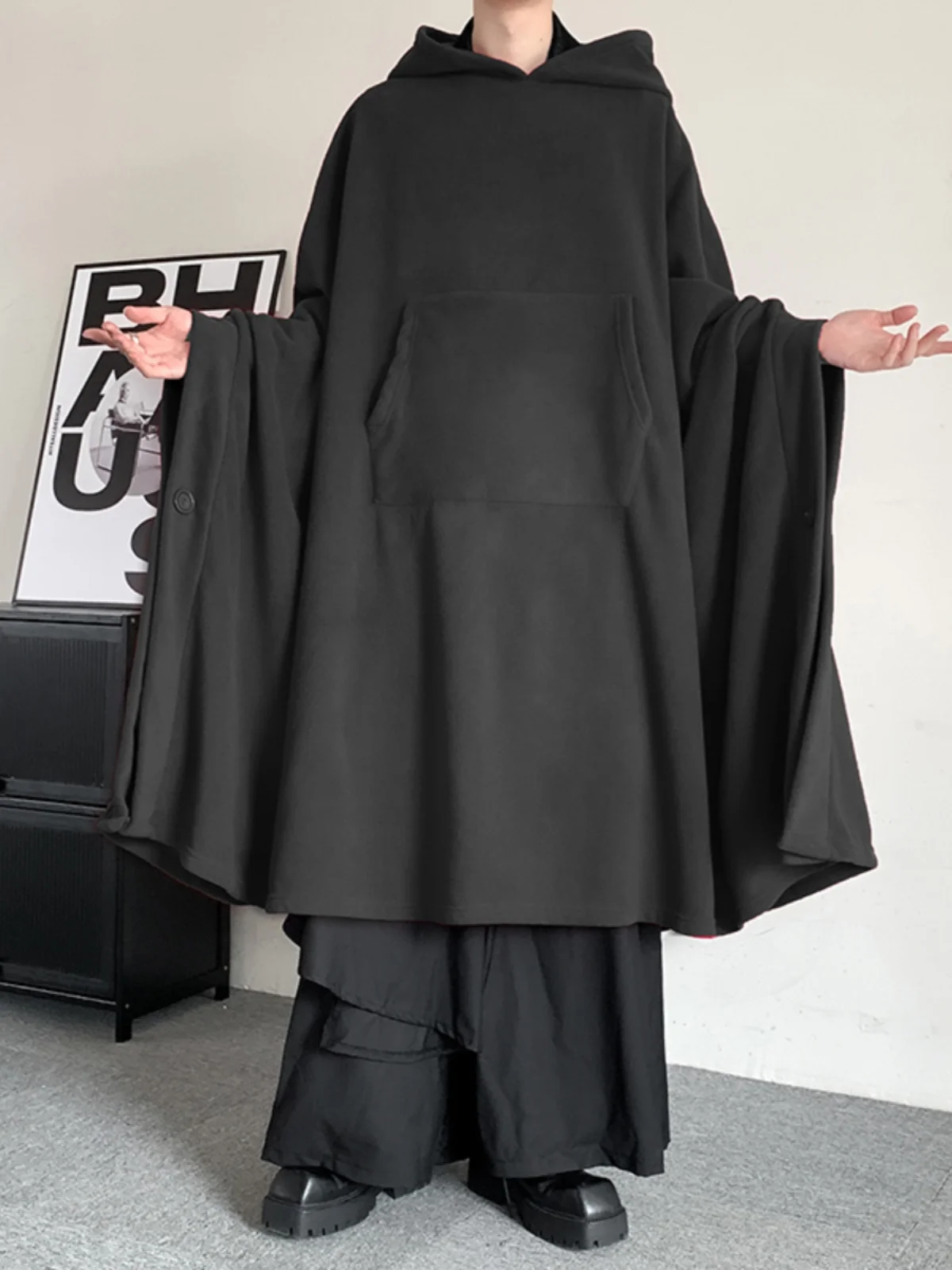 

Oversize Hooded Men's Coat Long Knee-Length Overcoat Casual Death Sle Windbreaker Youthful Vintage Japanese Sle Windbreaker