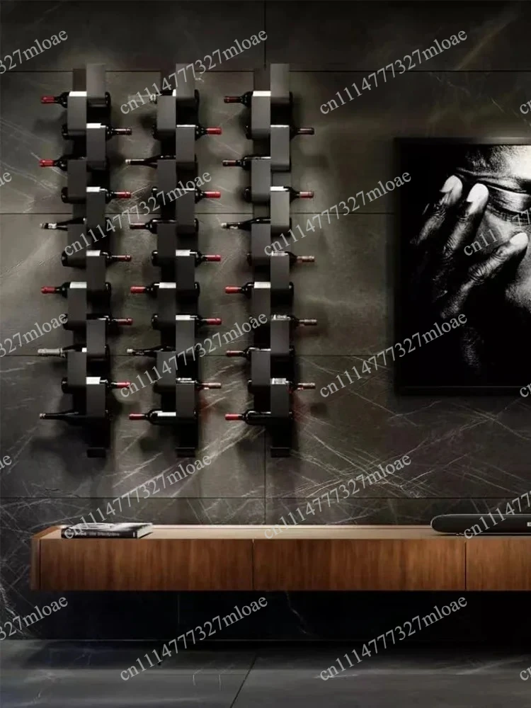 Wrought Iron Wall-mounted Wine Rack Bar Modern Simple Wine Rack Restaurant Wall-mounted Creative Wine Display Rack