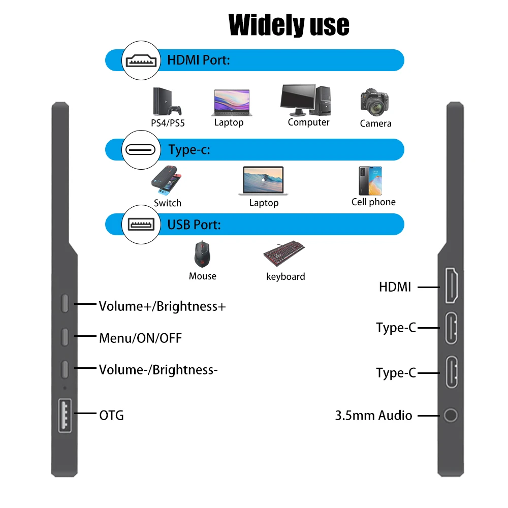 コンピュータモニター 15.6 インチ 1920X1080 ポータブルモニター HD IPS パネル LCD タッチスクリーン Type-C HDMI 互換性スイッチ Xbox ラップトップ