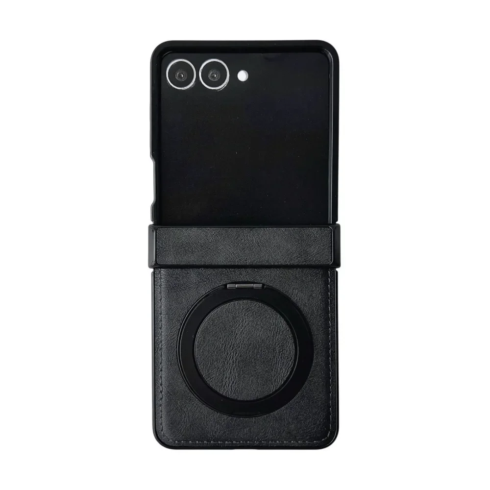 Magnetische lederen telefoonhoes voor Samsung Galaxy Z Flip 7 FE 6 5 4 3 Flip7 Flip6 Flip5 5G Ringhouder Scharnier beschermhoes - afbeelding 2
