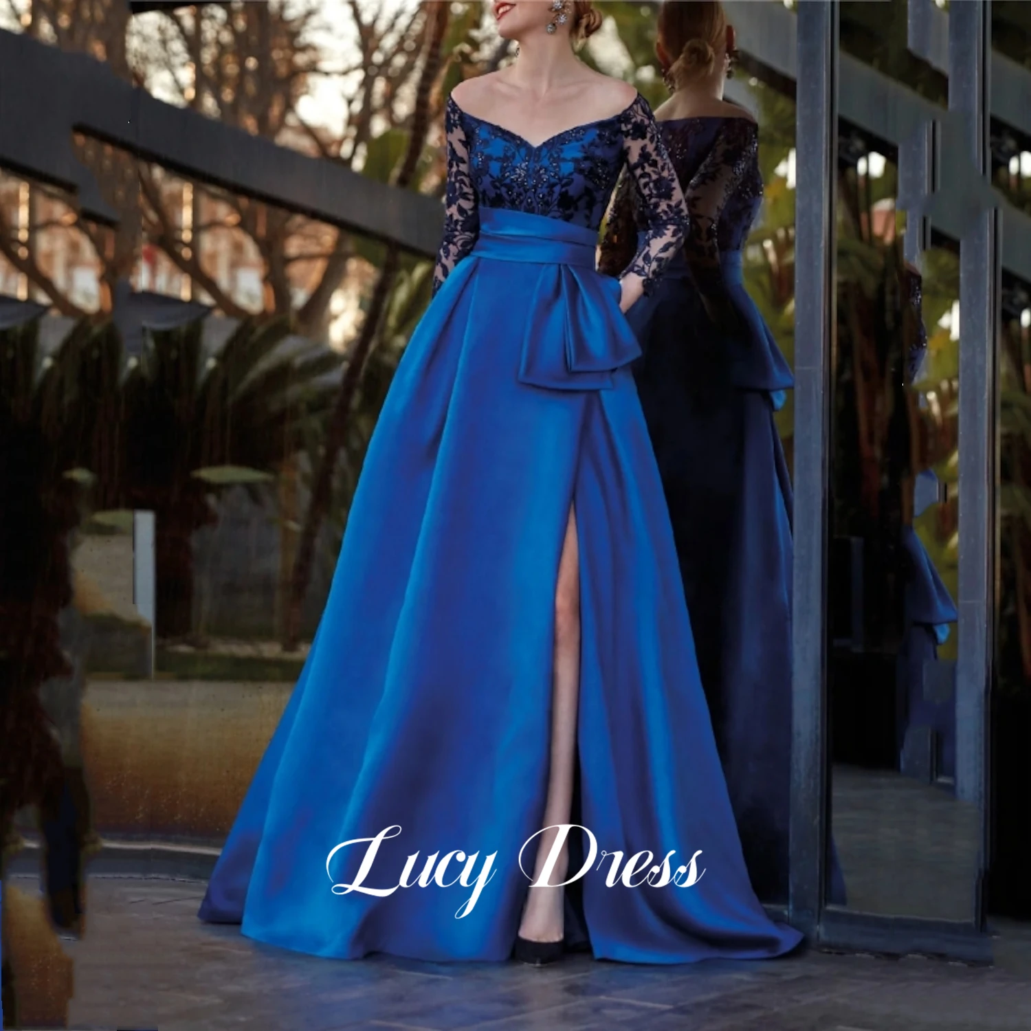 Lucy Line A Grace Evening Dress Glitter Decoration Elegant Long Dresses Woman Ball Gowns Robe De Soiree Femmes Party Customized