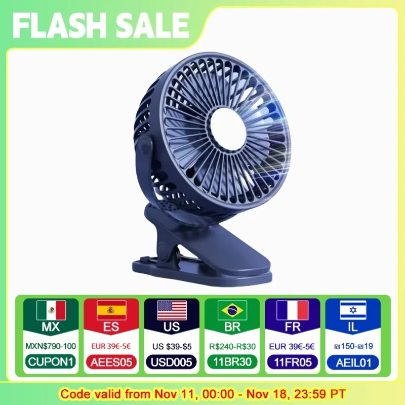 GAIATOP Portable Clip Fan 3 Speed Quiet Rechargeable Mini Desk Fan 360° Rotate Personal Cooling Fan Suitable for Strollers 