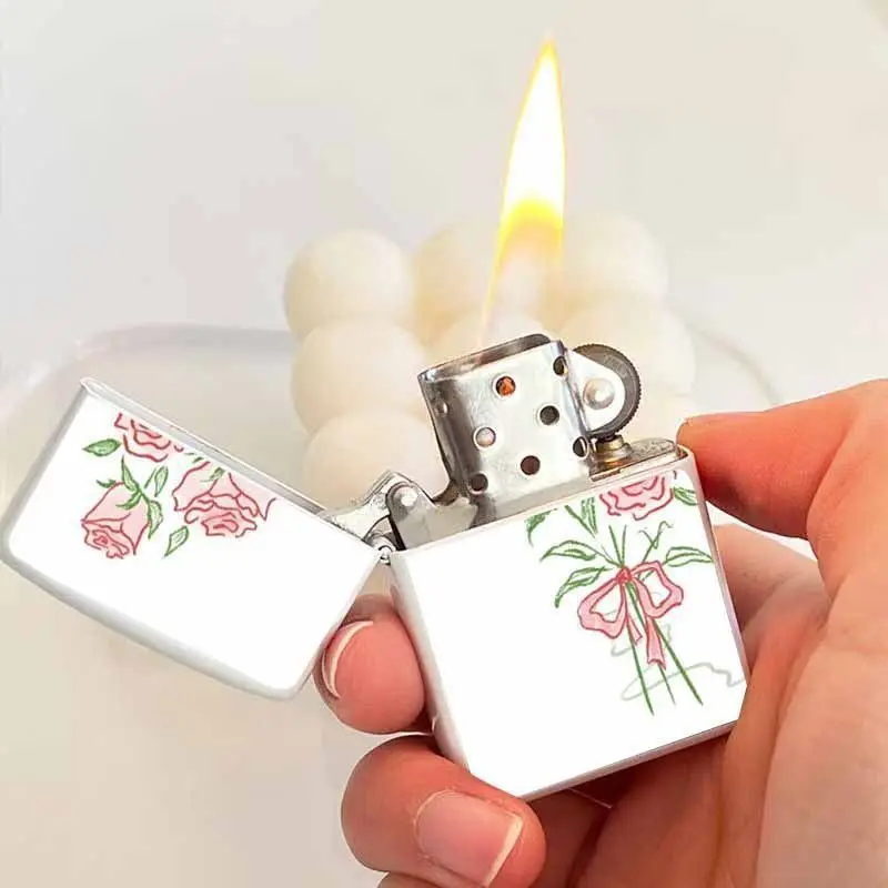 

Loved Rose Lighter Cute Ins Windproof Girl Giving Boyfriend High End Metal Gift High Beauty Cigarette Accessories