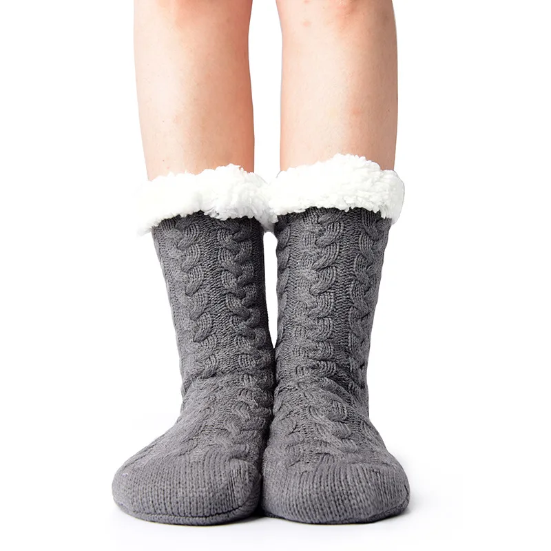 Winter Fuzzy Thermische Sok Pluche Grip Hennep Winter Zachte Vrouwen Thuis Warme Slaapkamer Siliconen Anti-Slip Dikke Slipper Vloer Sokken