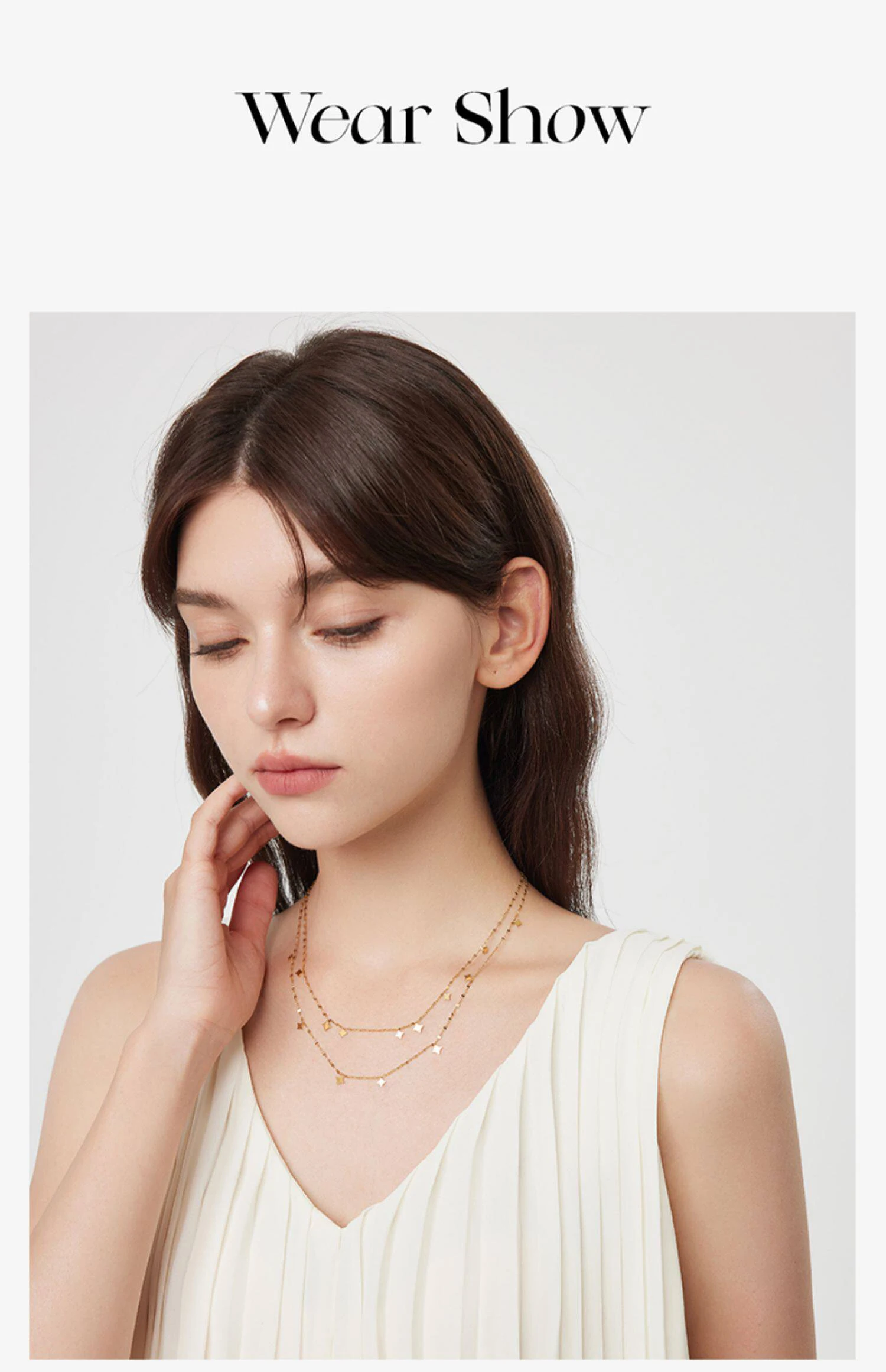 Edelstahl Doppelschichtige Goldfarben Starburst Anhänger Halskette für Frauen Nicht-verblassender Schmuck Schlüsselbeinkette Mode-Accessoire – Detail 5
