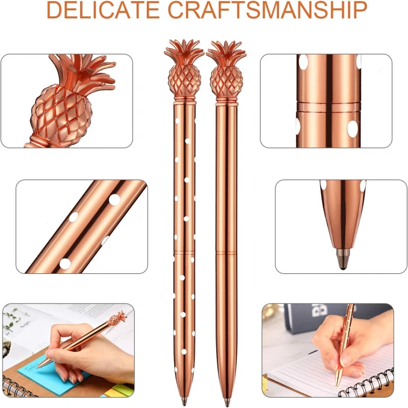 20 Pcs Cute Pineapple Pens Metal Fruit Ballpoint Pens Rose Gold Pens for Offices Worker Schools Gifts Student Christmas Birthday