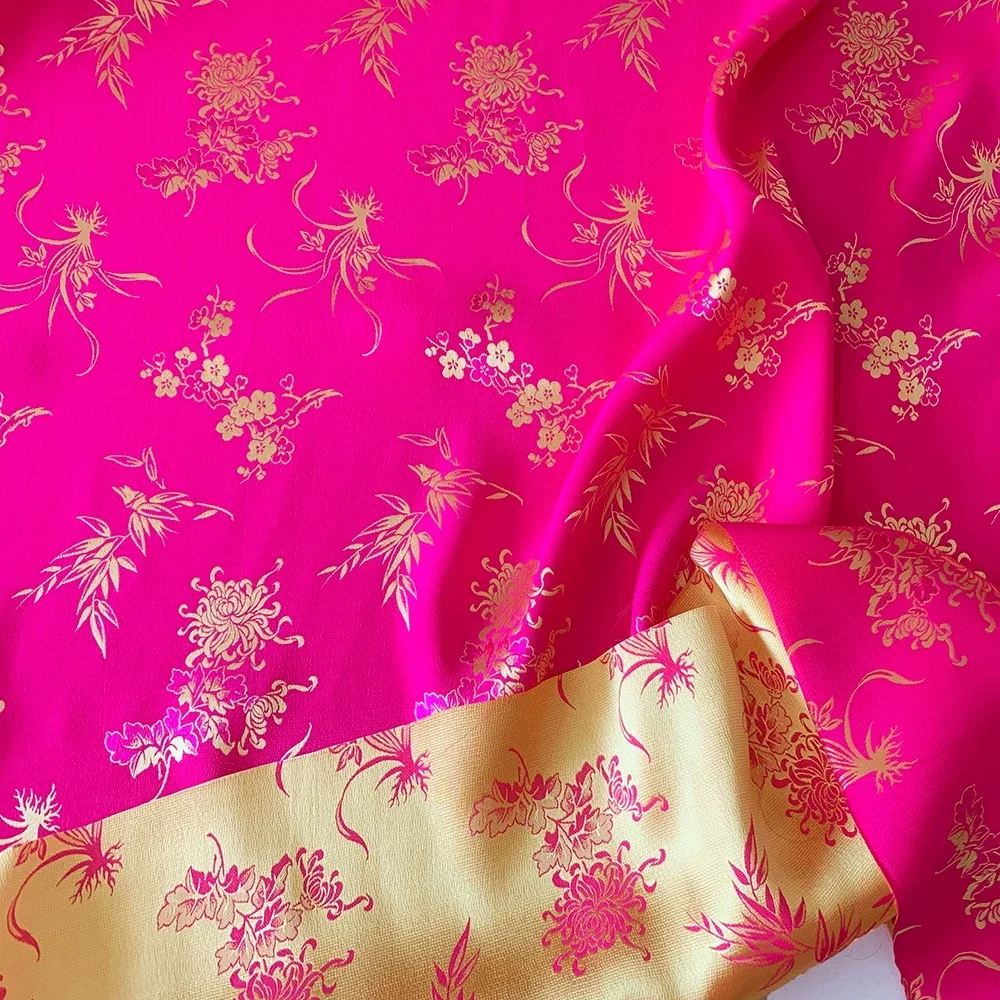 Double Floral Jacquard Soft Smooth Silk Jacquard Fabric for Girl Kids Wife Women Garment Dress High Quality Cloth Shirt Costume