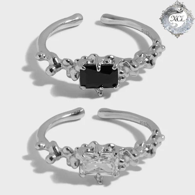 

Открытое кольцо из стерлингового серебра 925 пробы с микроинкрустацией цирконом, нишевое кольцо с нерегулярной текстурой для женщин, модные минималистичные модные украшения