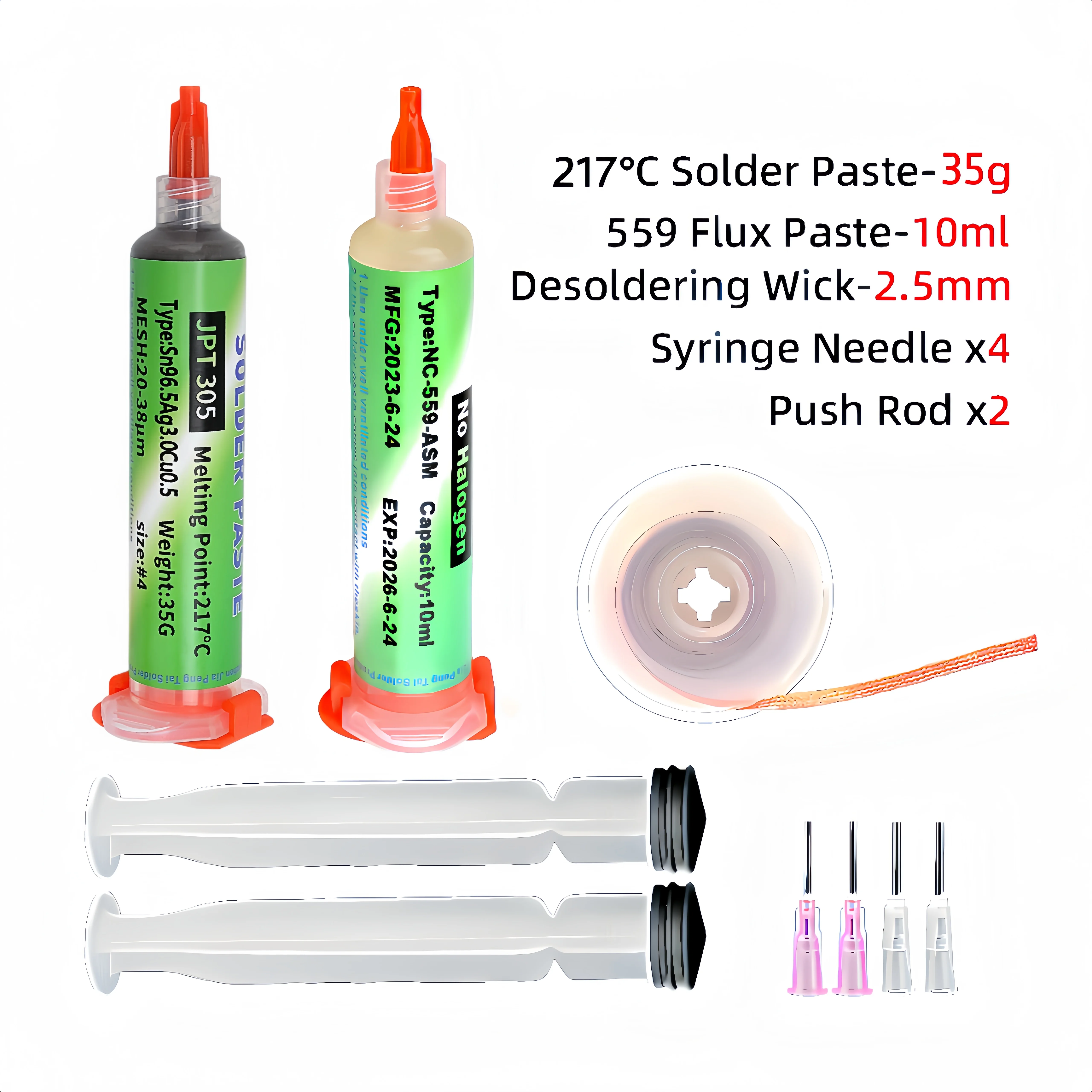35g Sn96.5Ag3.0Cu0.5 Solder Paste 217℃ NC‑559 10ml Repair Kit with Solder Cotton for BGA SMD PCB Motherboard Chip Soldering