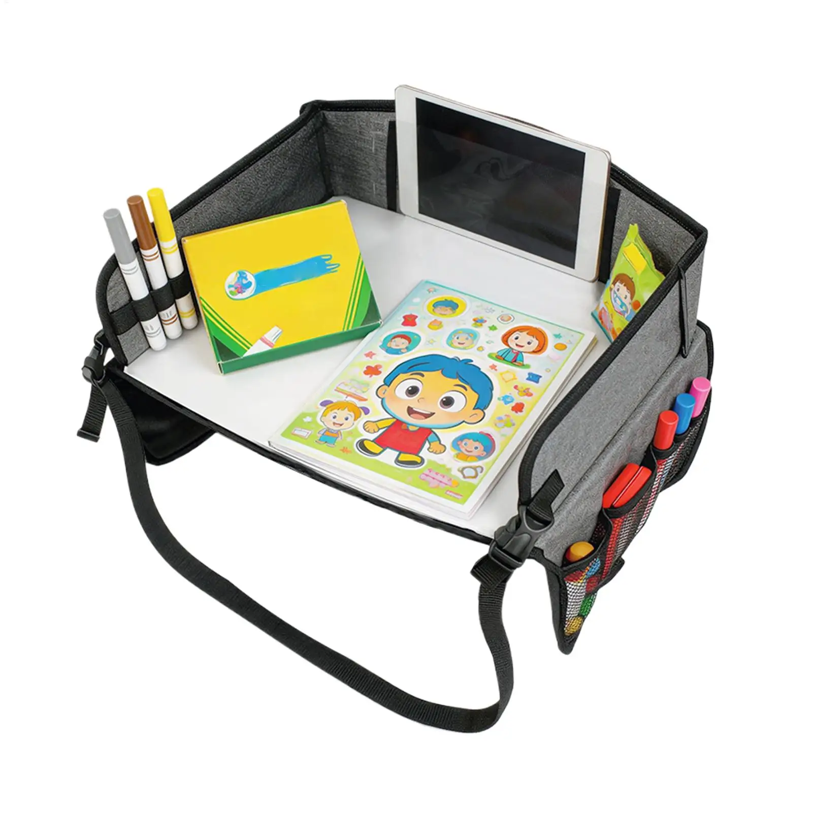 Car Seat Travel Tray With Pocket Foldable Organizer Interactive Toys Kids Travel Car Lap Tray Must Have For Outdoor Road Trip