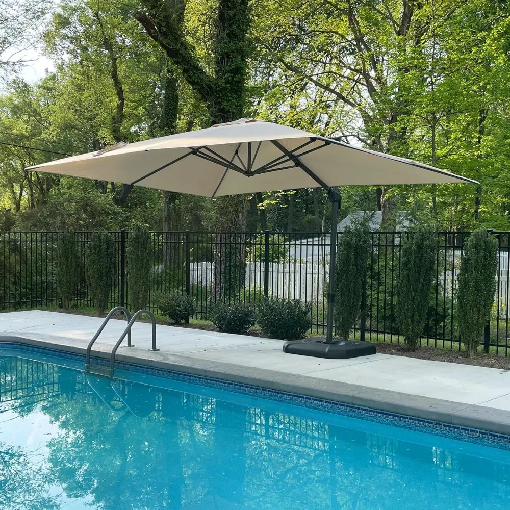 9' X 11.5' Patio Umbrella Outdoor Cantilever Rectangle Umbrella Aluminum Offset Umbrella with 360-degree