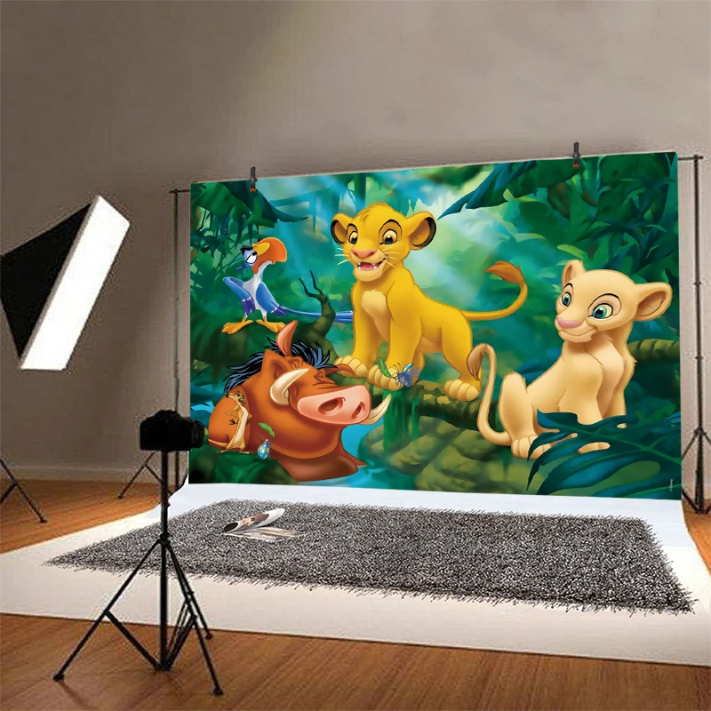 Lion King fondale Simba Boy Baby Shower 1st Animal Forest Happy Birthday Party photography Background Photo Banner Decoration