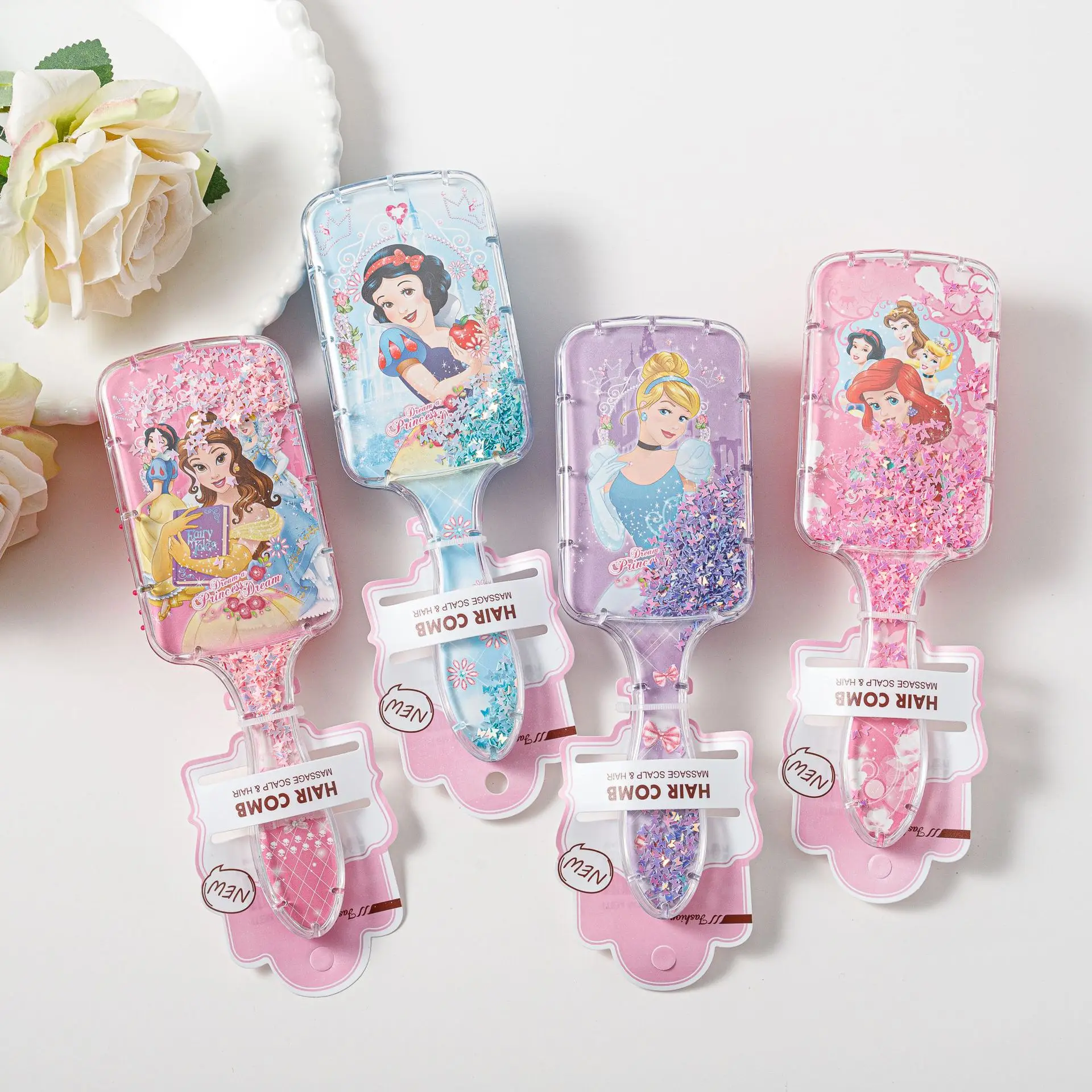 Frozen Elsa Minnie Mickey Massage Air Cushion Comb Hair Brush for Kids Girls Children Hairdressing Styling Tool view 4
