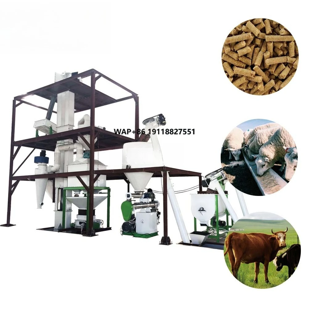 

Factory Supply 1-2 T/H Fully Automatic Animal Feed Production Line / Animal Feed Making Machine