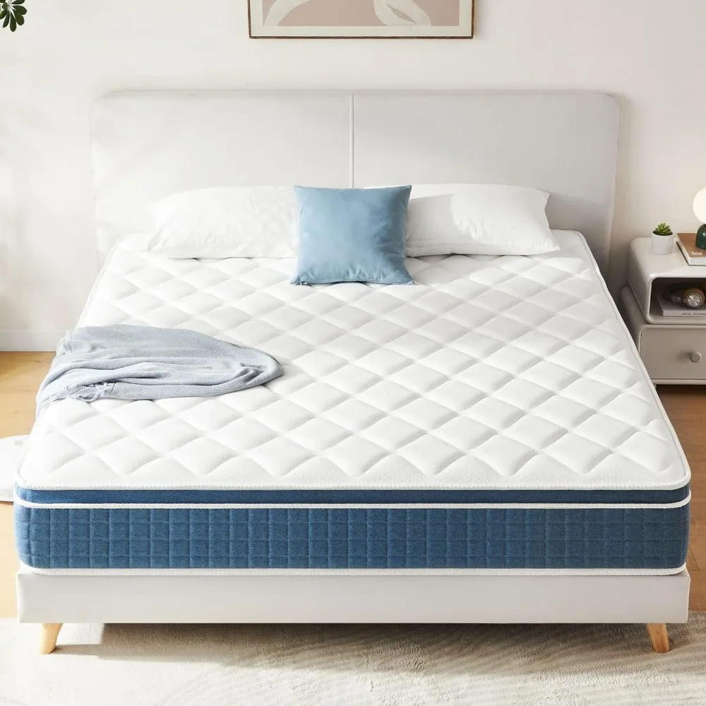 12 Inch Hybrid Gel Memory Foam Mattress, Motion Isolation Pocket Coils, Pressure Relief, Cooling, King Size