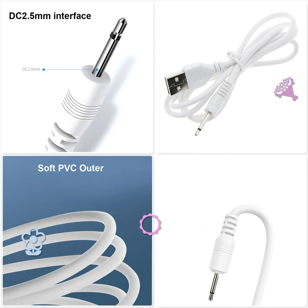 USB to DC 2.5mm Vibrator Charger Cable Cord Rechargeable Massager Power Supply Line Business Trip Hotel Spare Charge