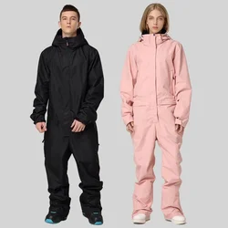 Winter Hooded Women One Piece Snow Suits Waterproof Man Ski Overalls Mountain Alpine Female Jumpsuits Sport Snowboard Tracksuits