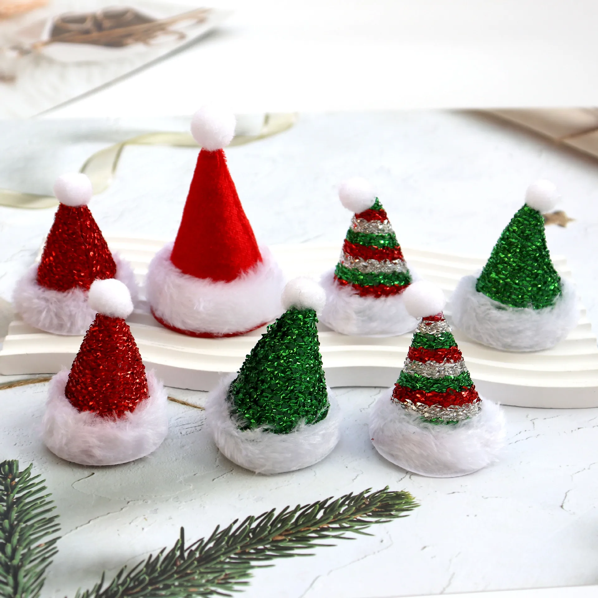 Weihnachtsdekoration, Pailletten, Weihnachtsmütze, kleiner Hut, Kopfbedeckung, Haarschmuck, Kopfclip, Urlaub, Party, Geschenk, Zubehör