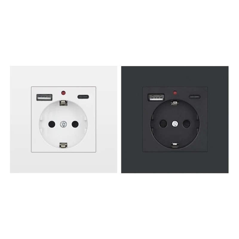 Ổ cắm điện USB hiện đại có cổng USB và TypeC, phích cắm Châu Âu 16A tương thích, nhanh chóng